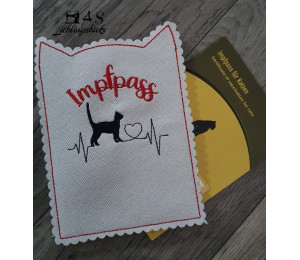 Stickserie ITH - Impfpasshülle Katzenkopf Ohren - 11 Motive Katze in 4 Varianten inkl. Blanko